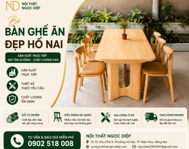 Bộ Bàn Ghế Ăn Đẹp Hố Nai– Nội Thất Ngọc Diệp Sản Xuất Theo Yêu Cầu
