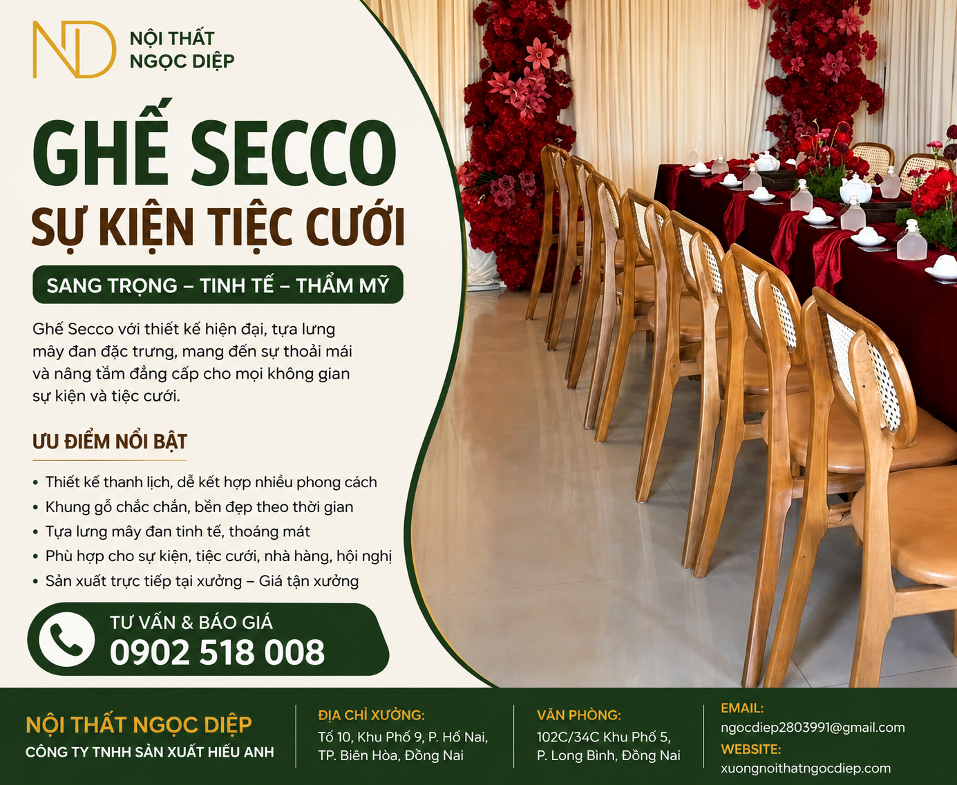 Ghế Secco Sự Kiện Tiệc Cưới